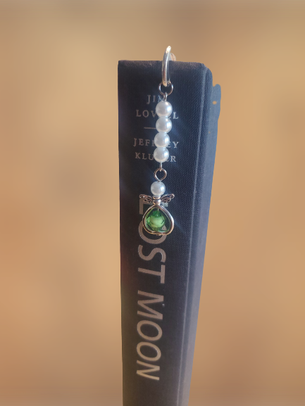 Guardian Angel Bookmark with Pearl and Crystal Chain - Choose Color