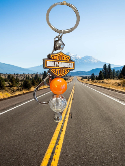 Harley Davidson Beaded Keychain