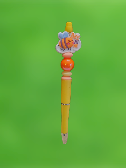 Bee Mine Beaded Pen on Yellow Base