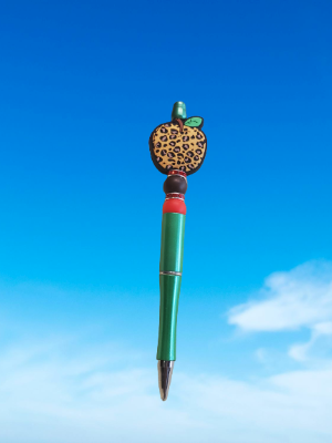 Cheetah Apple Beaded Pen Choice of Colors