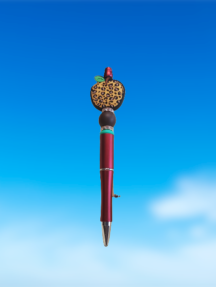 Cheetah Apple Beaded Pen Choice of Colors