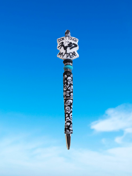 Don't Touch My Pen Beaded Pen Silver