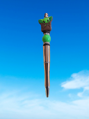 Baby Yoda (Grogu) Beaded Pen Gold