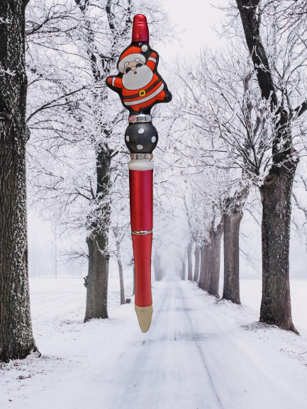 Happy Santa Beaded Pen - Red Base