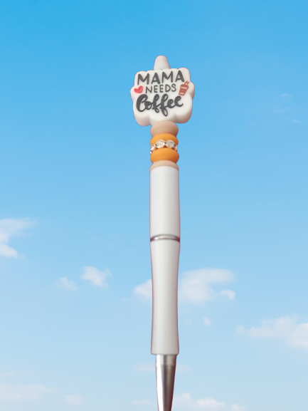 Mama Needs Coffee Beaded Pen - Select Color