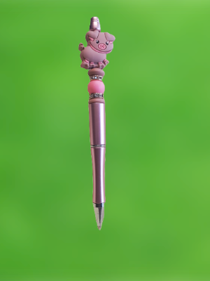 Piggy Beaded Pen Pink