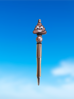 Poop Emoji Beaded Pen Gold
