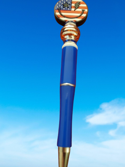 Patriotic Smiley Pen on Blue Base