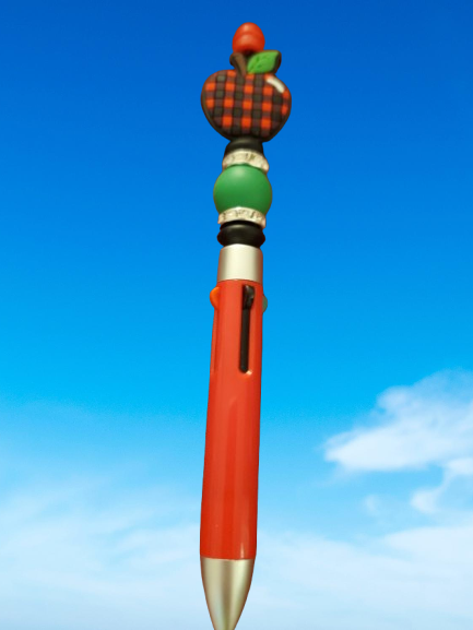 Teacher Plaid Apple Pen with Multiple Ink Colors