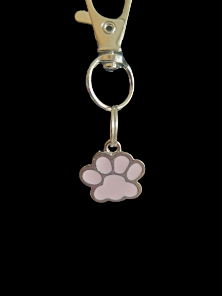 Pink Pawprint Zipper Pull / Backpack Charm