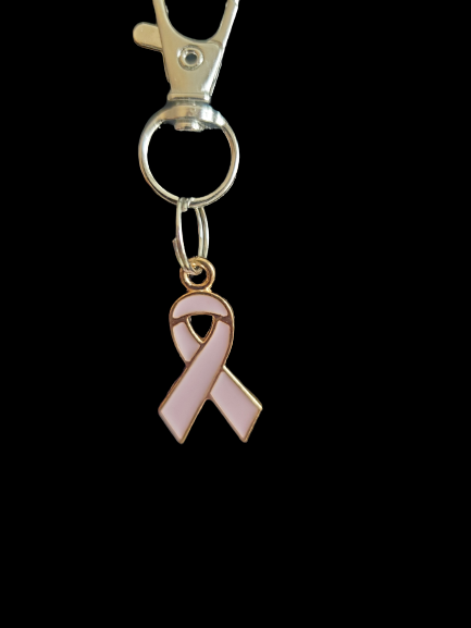 Pink Ribbon Zipper Pull / Backpack Charm