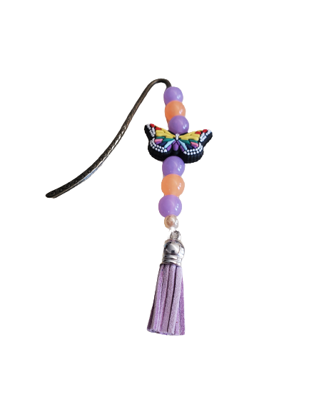 Beaded Bookmark with Butterfly - Choose Color