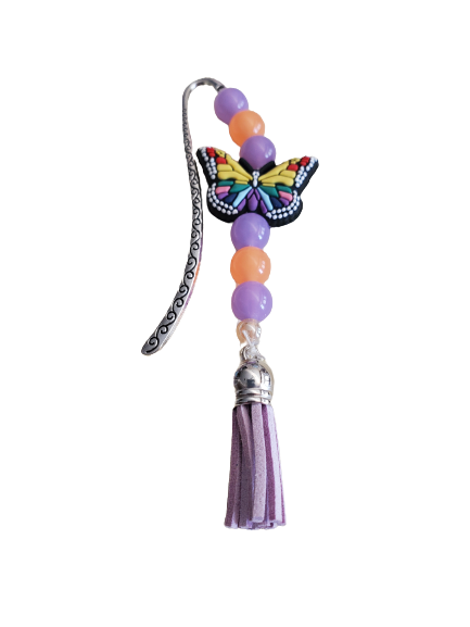 Beaded Bookmark with Butterfly - Choose Color