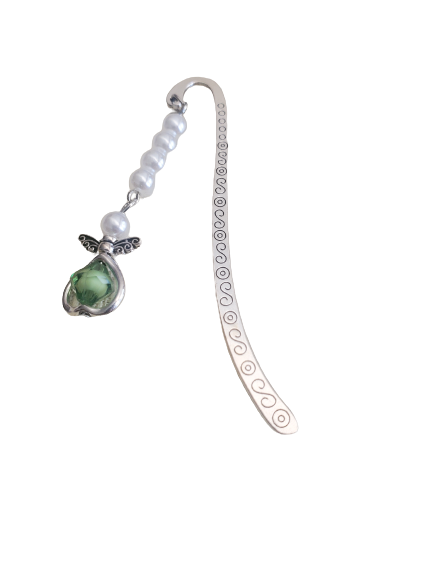 Guardian Angel Bookmark with Pearl and Crystal Chain - Choose Color