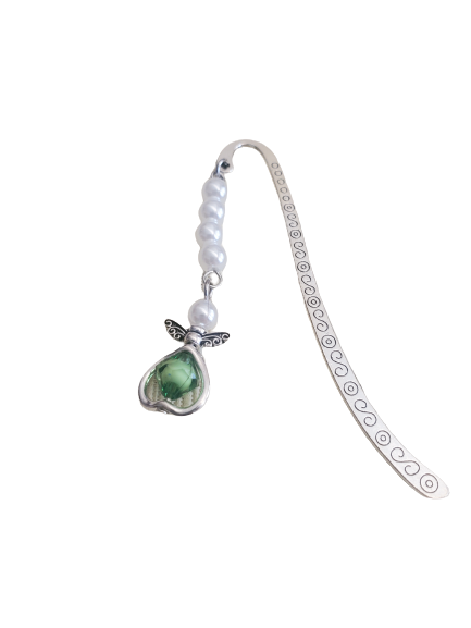 Guardian Angel Bookmark with Pearl and Crystal Chain - Choose Color