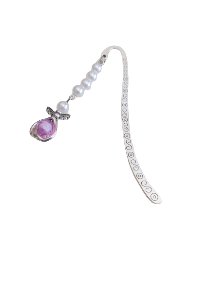 Guardian Angel Bookmark with Pearl and Crystal Chain - Choose Color