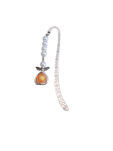 Guardian Angel Bookmark with Pearl and Crystal Chain - Choose Color