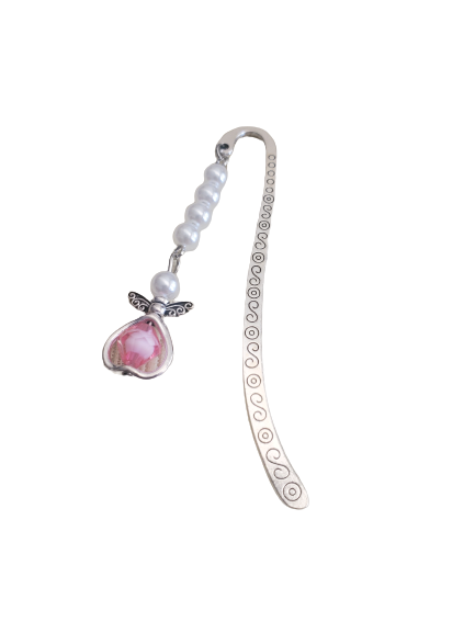 Guardian Angel Bookmark with Pearl and Crystal Chain - Choose Color