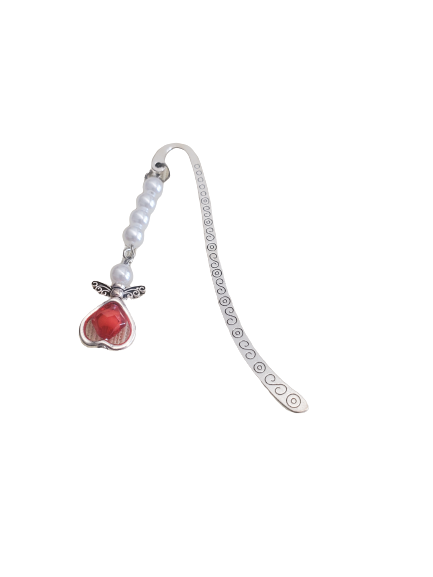 Guardian Angel Bookmark with Pearl and Crystal Chain - Choose Color
