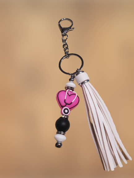 Medical / Doctor / Nurse Beaded Keychain with Fancy Tassel