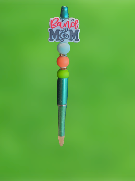 Band Mom Beaded Pen Green Base