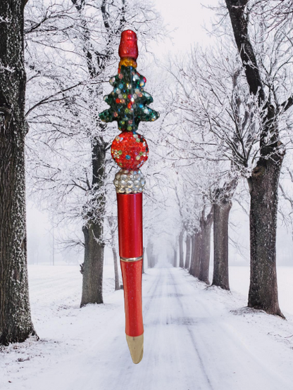 Rhinestone Beaded Christmas Tree Pen - Choose Color