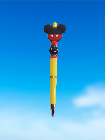 Cartoon Mouse Head Beaded Pen Yellow