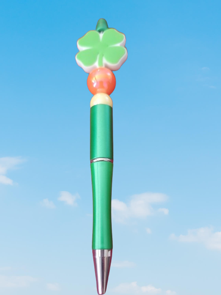 Shamrock Beaded Pen - Choice of Light Green or Dark Green