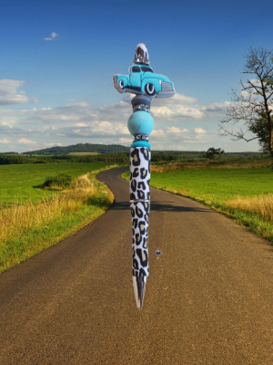 Teal Truck Beaded Pen Cheetah