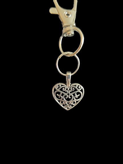 Silver Heart Zipper Pull / Backpack Charm