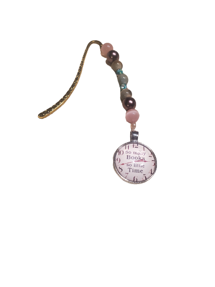 "So many Books, so little Time" Beaded Bookmark - Choose Color