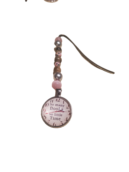 "So many Books, so little Time" Beaded Bookmark - Choose Color